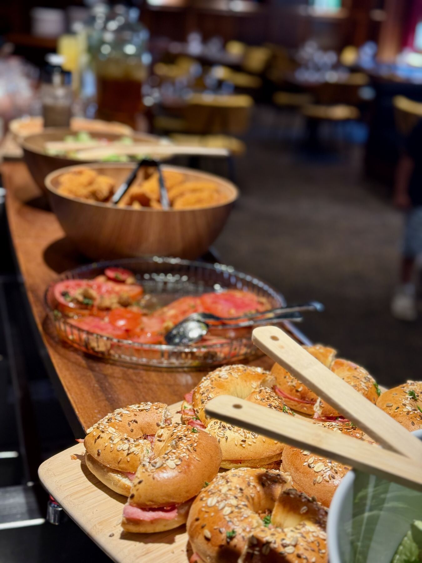 Buffet — bagels, salads and tarts